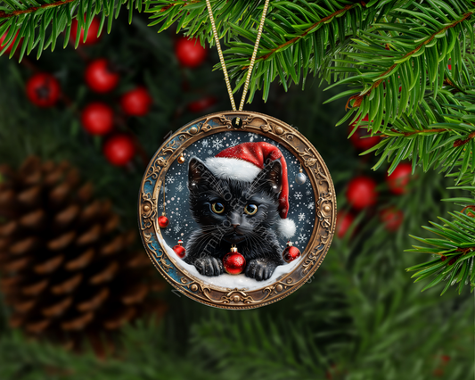 Black Kitten Christmas Ornament