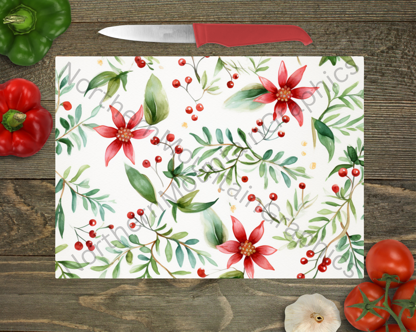 Glass Cutting Board Christmas