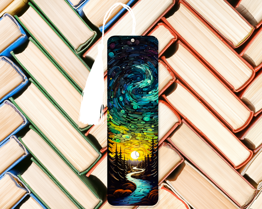 Swirling Night Sky Landscape Bookmark