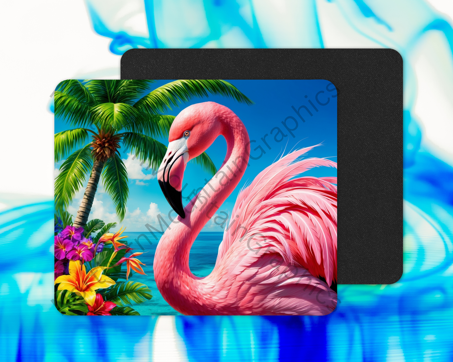 Watercolor Pink Flamingos Mouse Pad