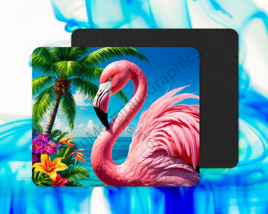Watercolor Pink Flamingos Mouse Pad