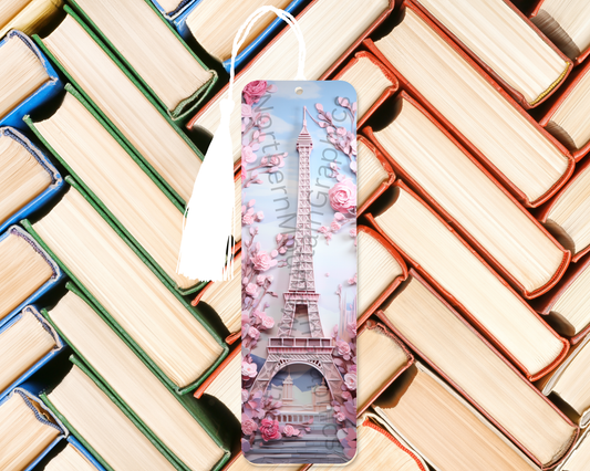 Pink Eiffel Tower Blossoms Bookmark