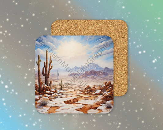 Desert Frost Horizon Winter Square Coaster
