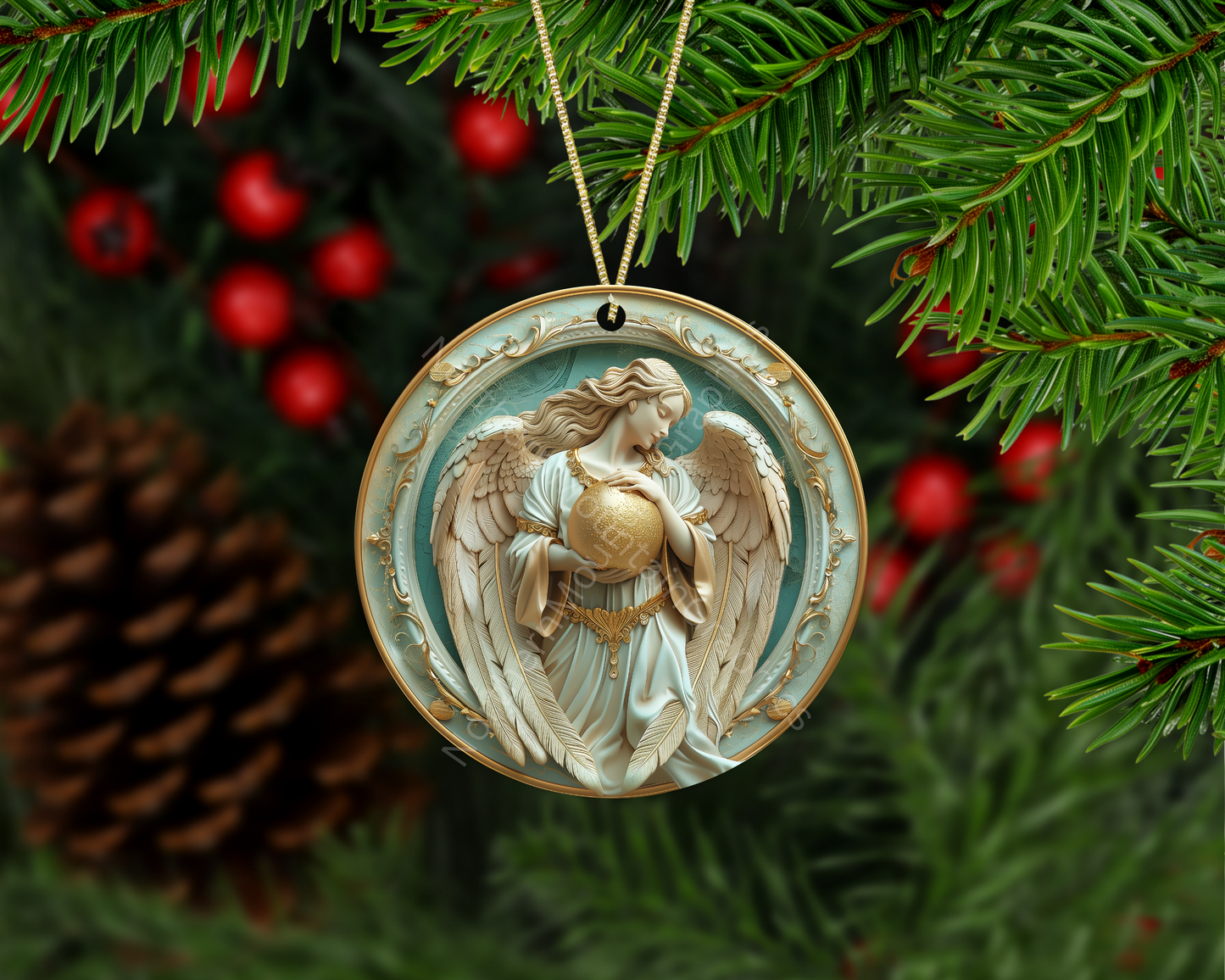 Serene Guardian Angel Christmas Ornament