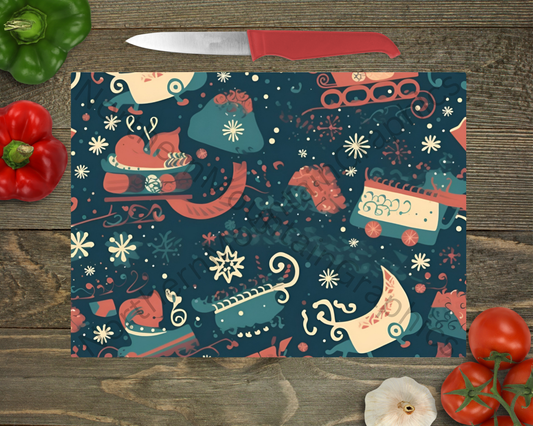 Glass Cutting Board Christmas
