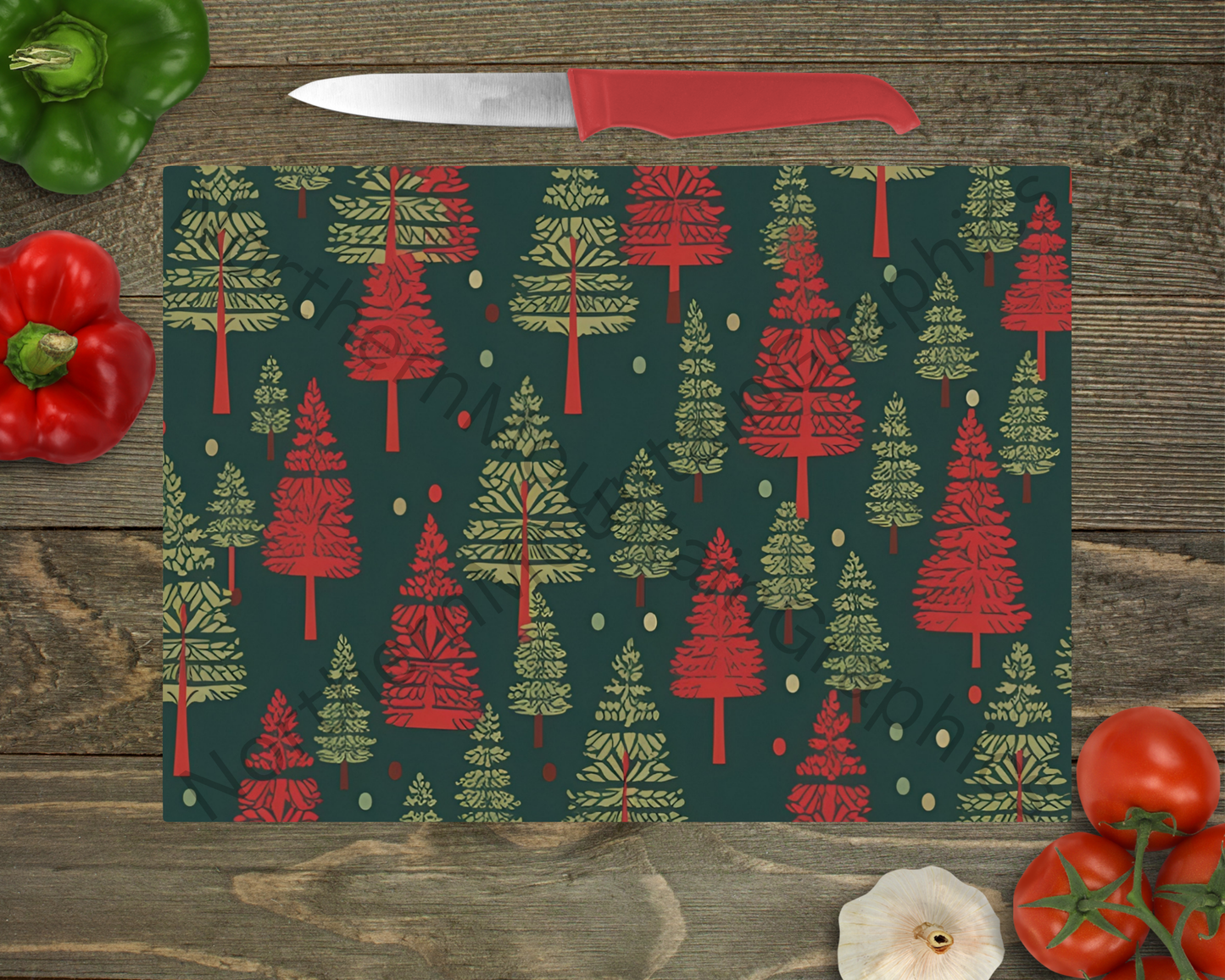 Glass Cutting Board Christmas