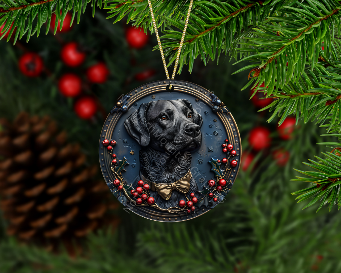 Holiday Labrador Christmas Ornament