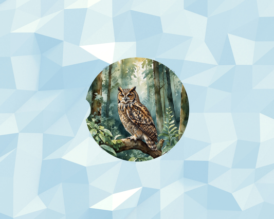 Deep Forest Owl Observer Car Coaster