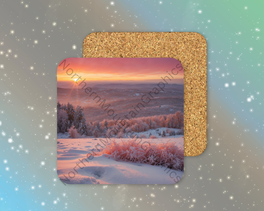 Blush Horizon Winter Square Coaster