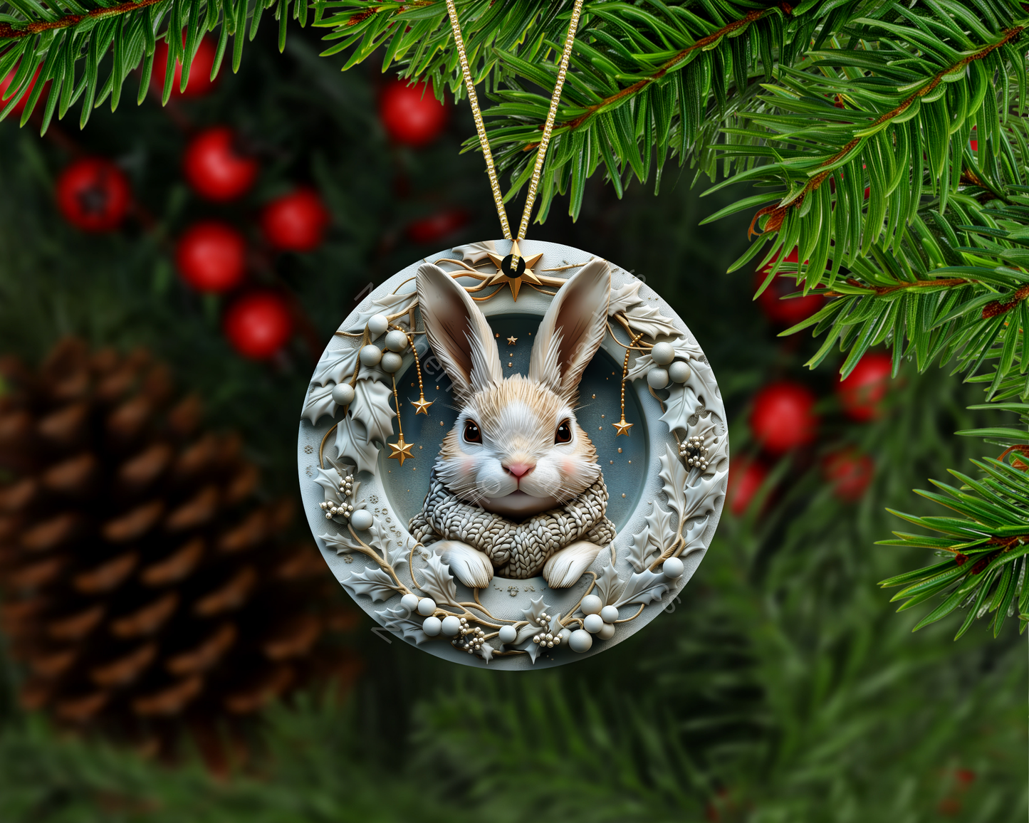 Winter Bunny Christmas Ornament