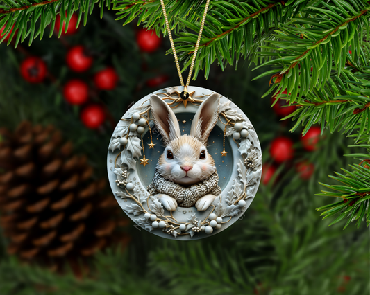 Winter Bunny Christmas Ornament