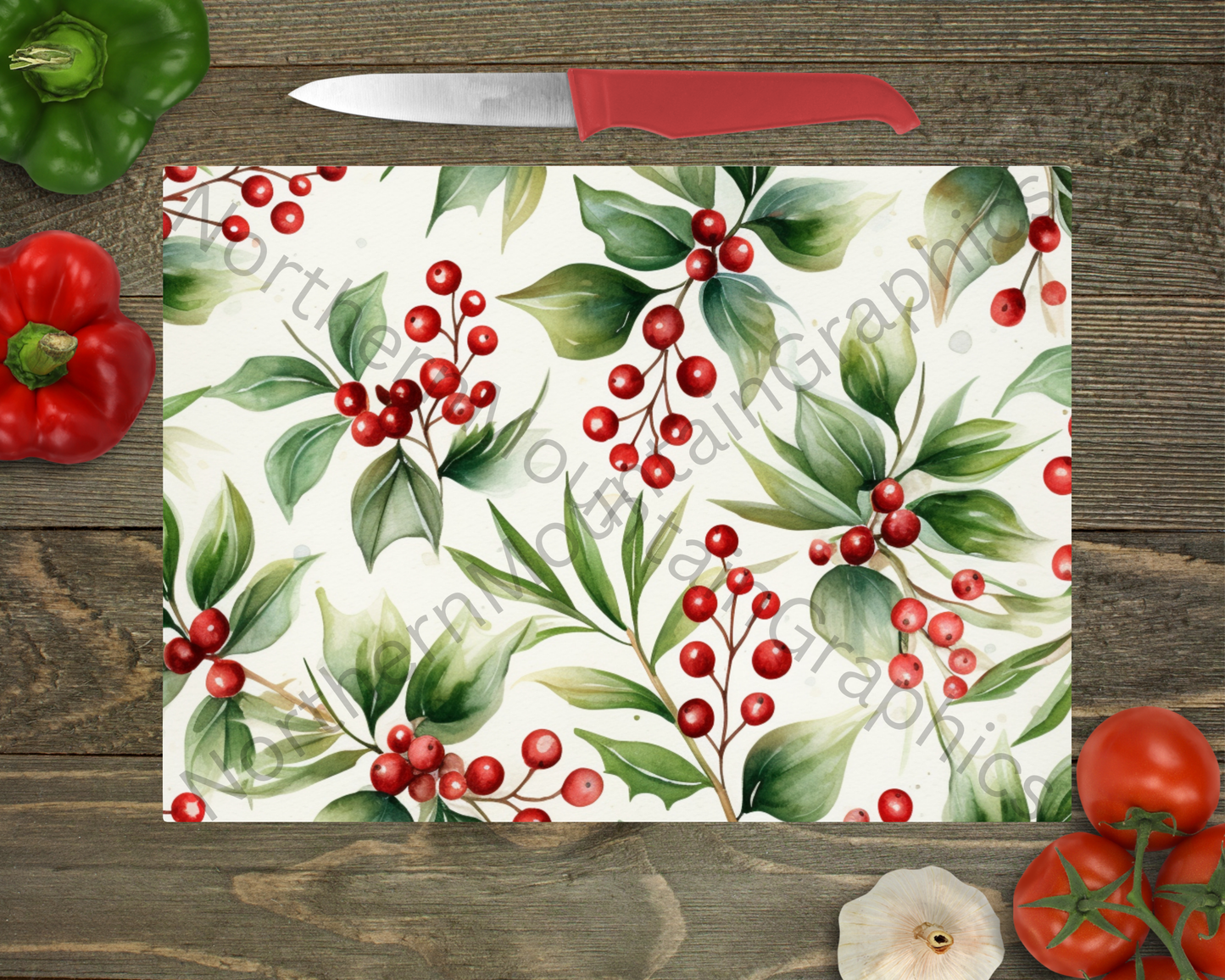 Glass Cutting Board Christmas