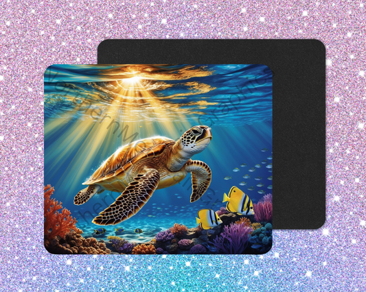Coral Kingdom Sea Turtle Mouse Pad