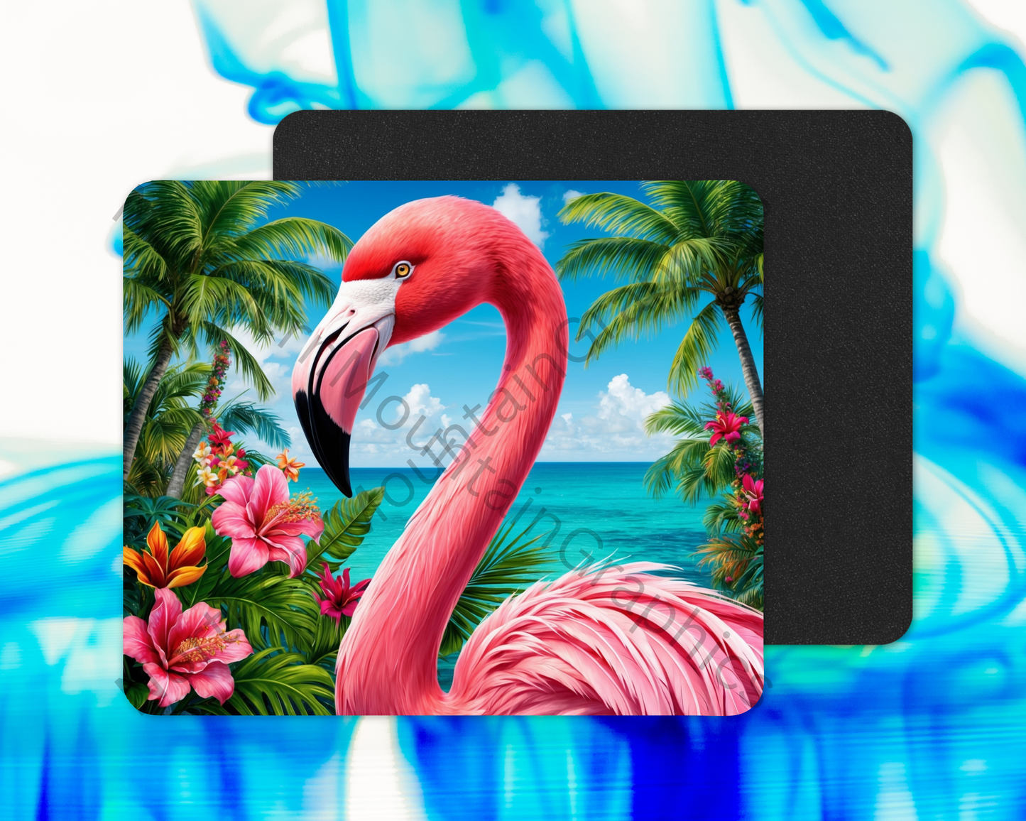 Tropical Bloom Flamingo Mouse Pad