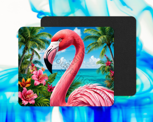 Tropical Bloom Flamingo Mouse Pad