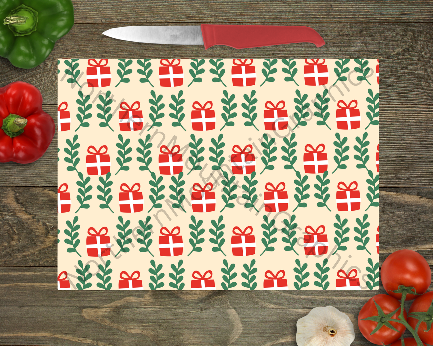Glass Cutting Board Christmas