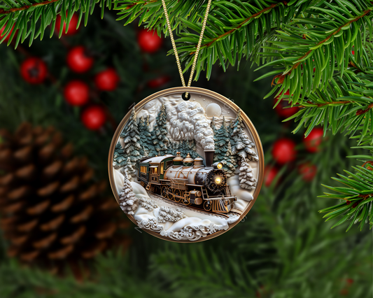 Vintage Christmas Steam Train Christmas Ornament