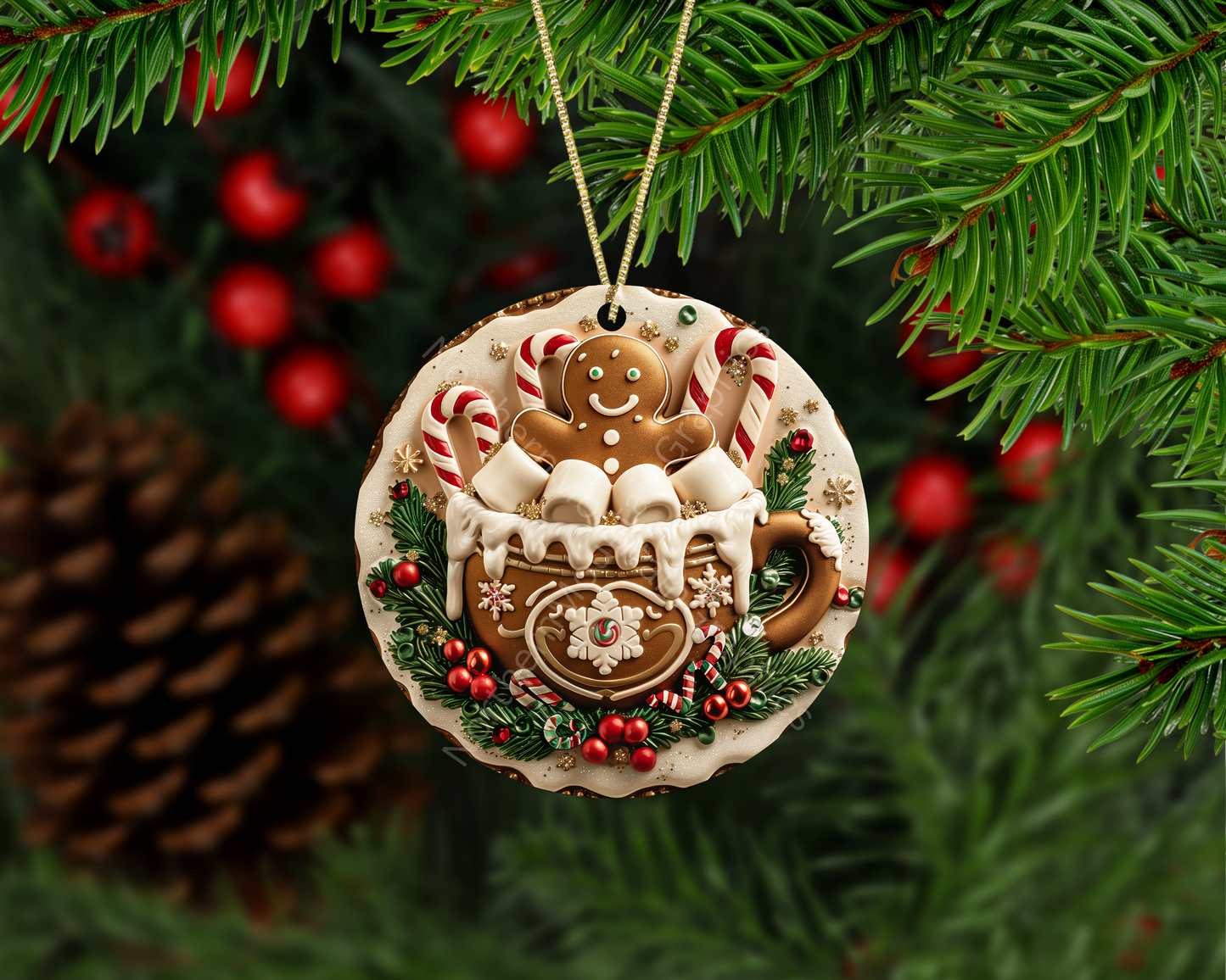 Gingerbread Hot Cocoa Christmas Ornament