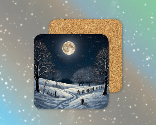 Lunar Path Winter Square Coaster