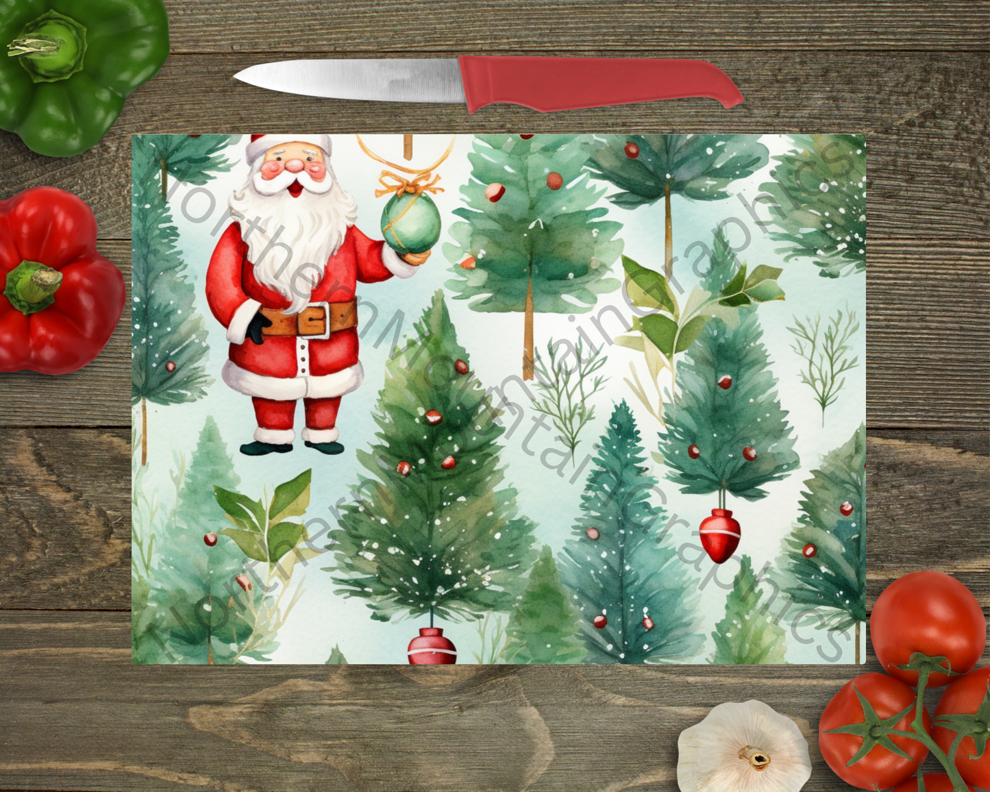 Glass Cutting Board Christmas