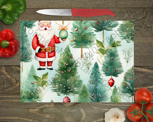 Glass Cutting Board Christmas