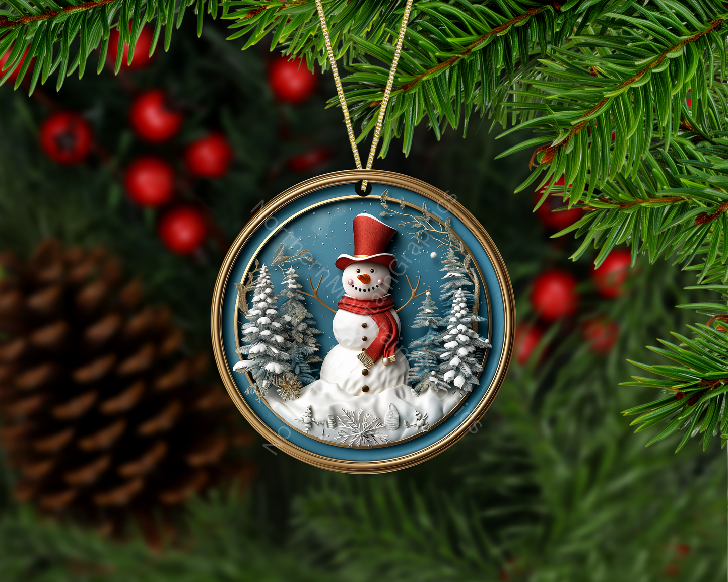 Cheerful Snowman Christmas Ornament