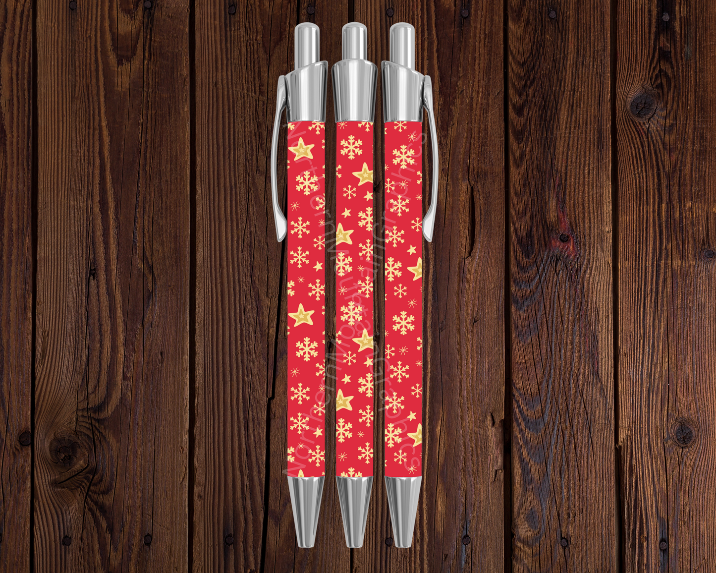 Stars & Snowflakes (Red) Christmas Pen