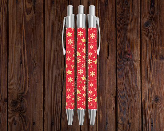 Stars & Snowflakes (Red) Christmas Pen