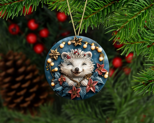 Holly-Bright Christmas Hedgehog Christmas Ornament
