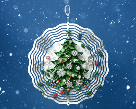 Snowy Christmas Tree Wind Spinner