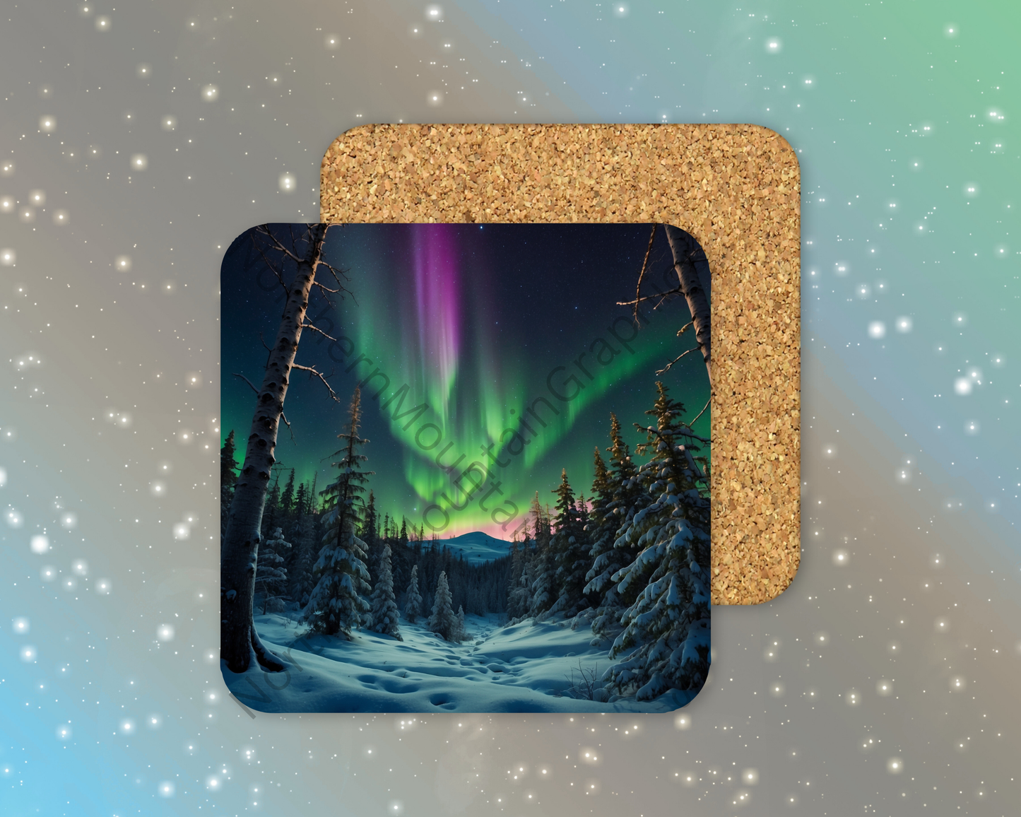 Celestial Veil Winter Square Coaster