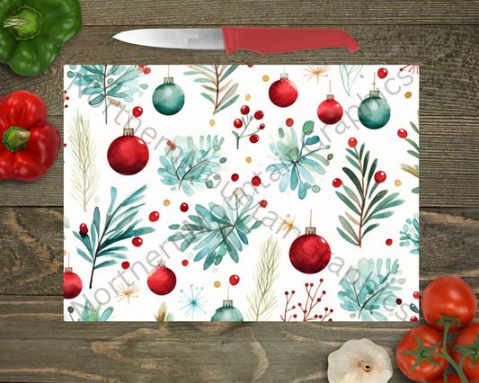 Glass Cutting Board Christmas