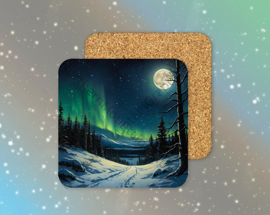 Frozen Aurora Winter Square Coaster