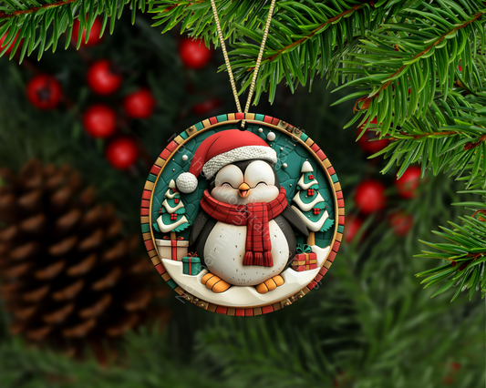 Golden Santa with Gift Sack Christmas Ornament
