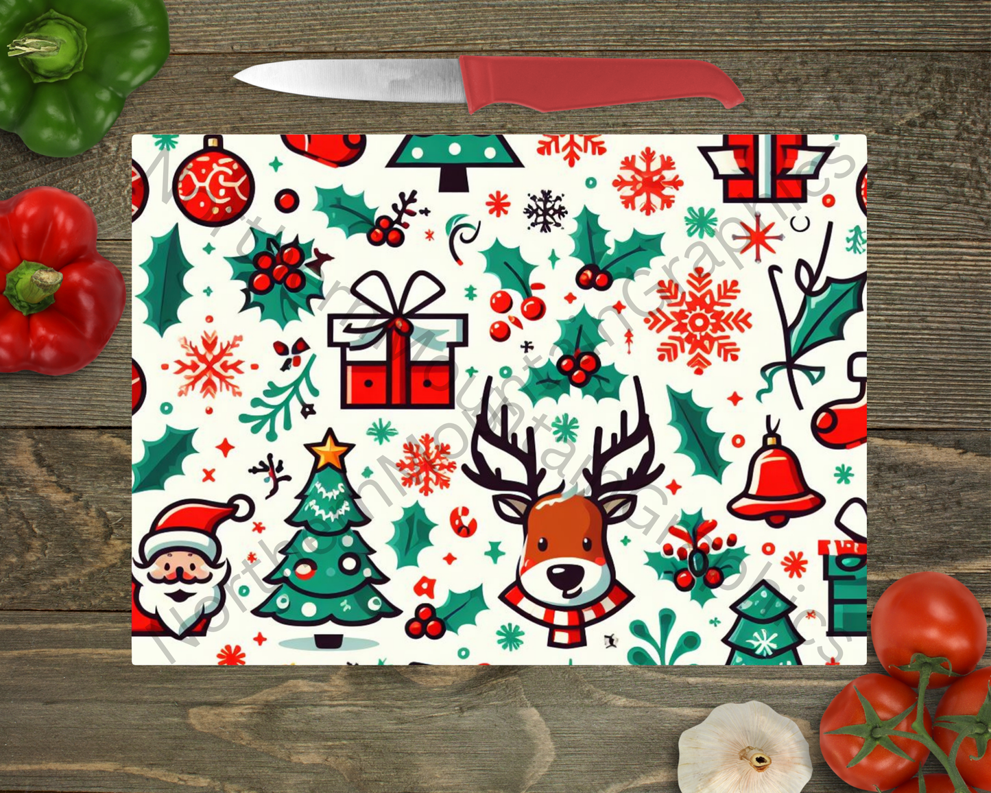 Glass Cutting Board Christmas