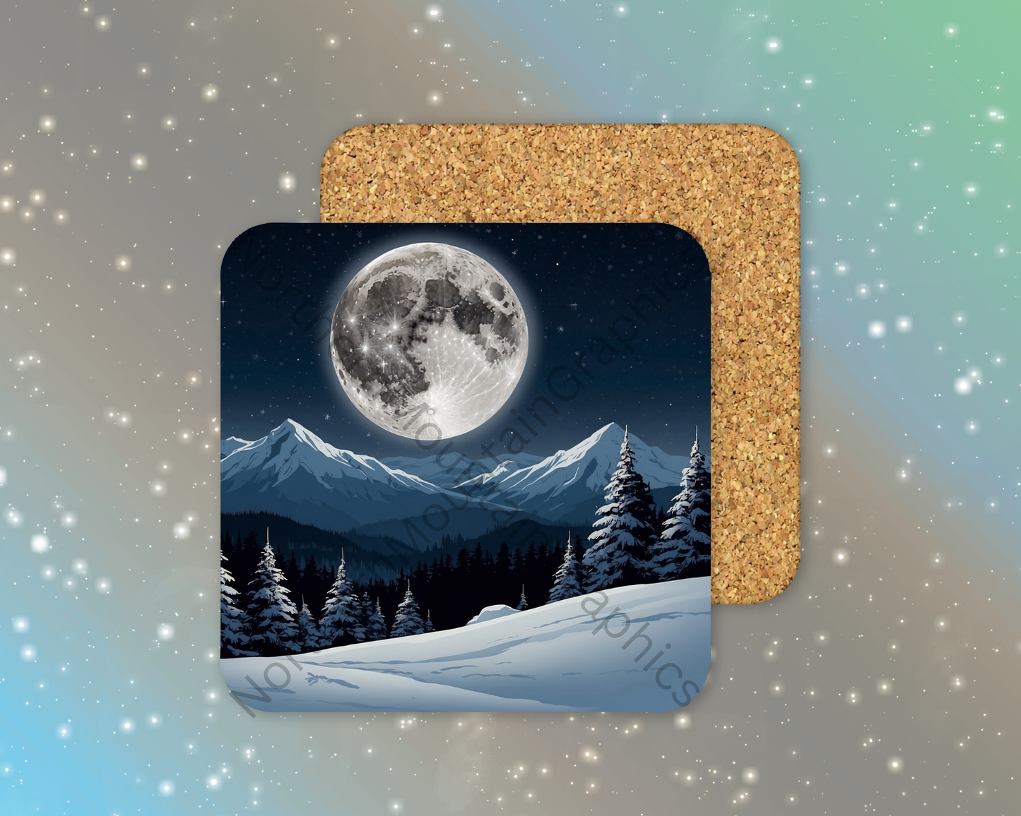 Lunar Serenity Winter Square Coaster