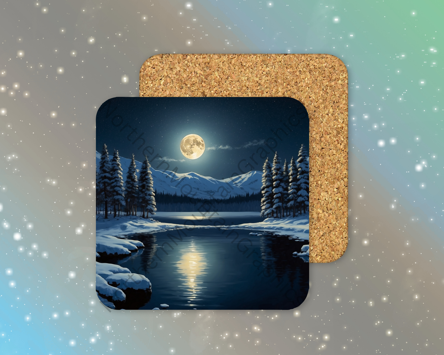 Winter’s Silent Moon Winter Square Coaster