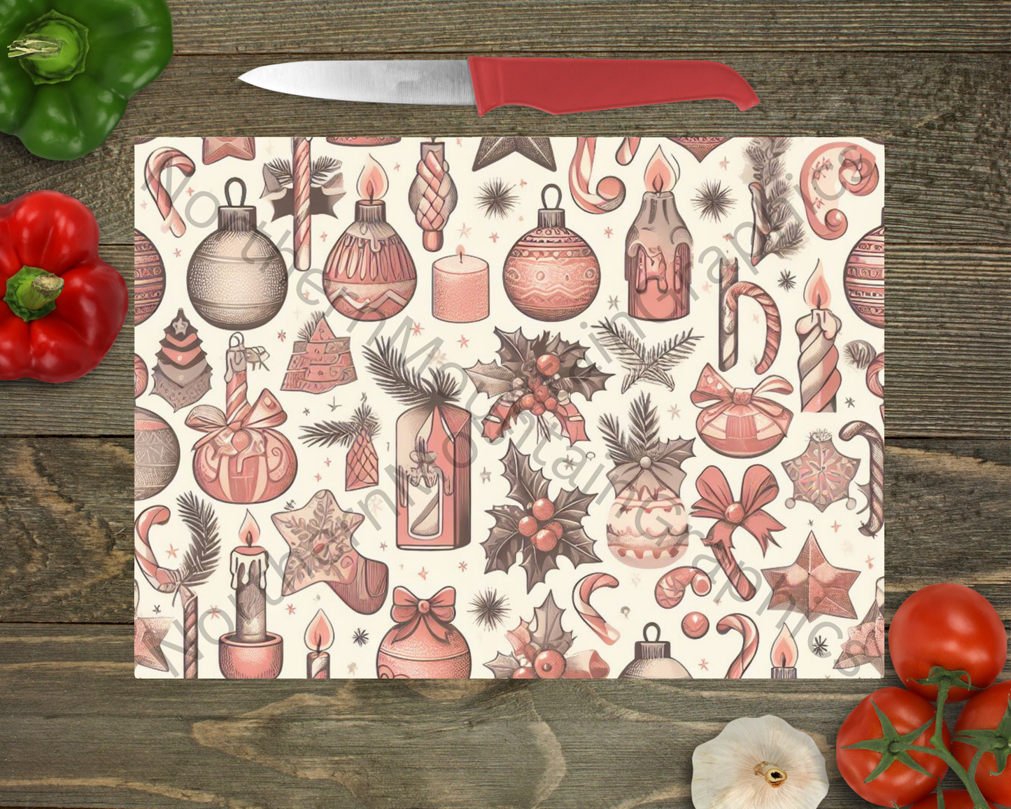 Glass Cutting Board Christmas