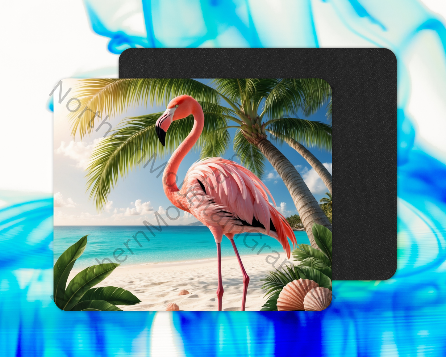 Sunlit Shore Flamingo Mouse Pad