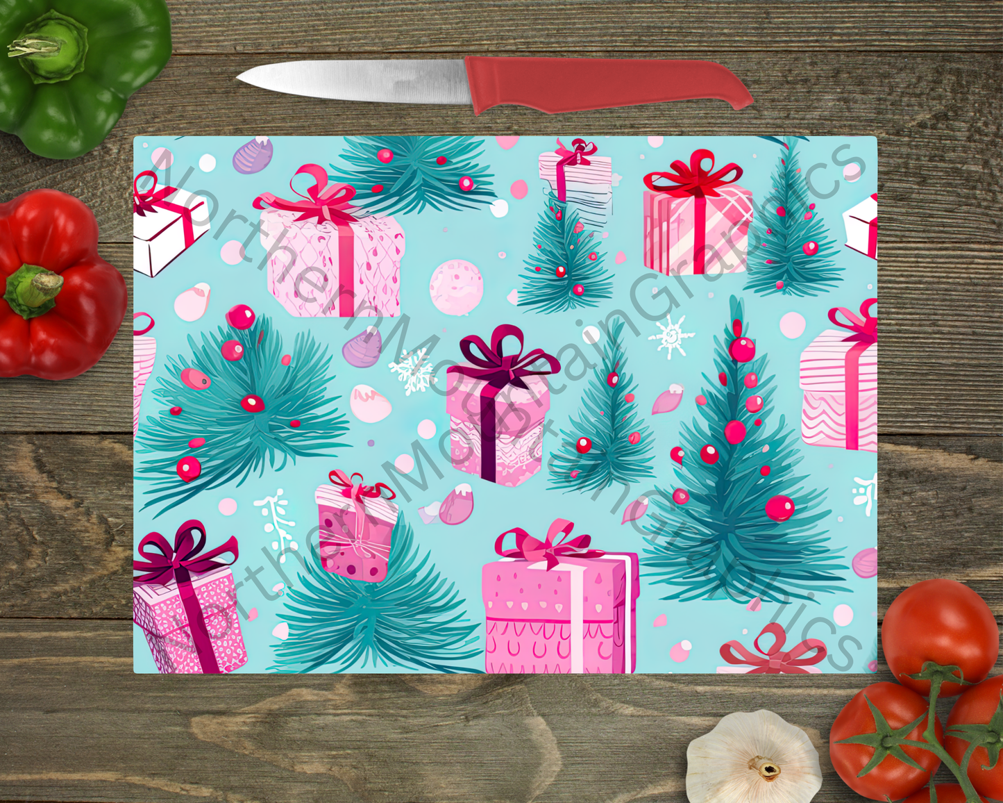 Glass Cutting Board Christmas