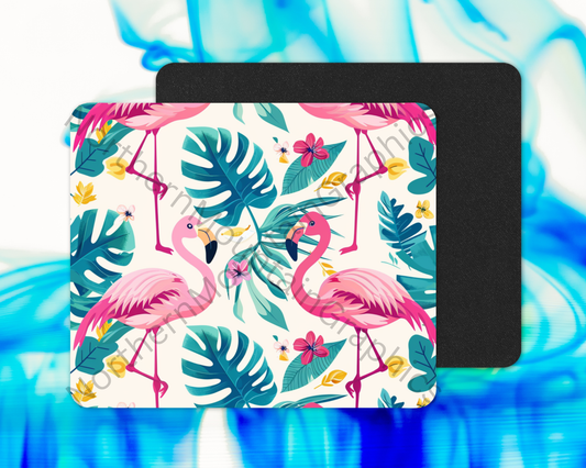Mint Sunset Flamingos Mouse Pad