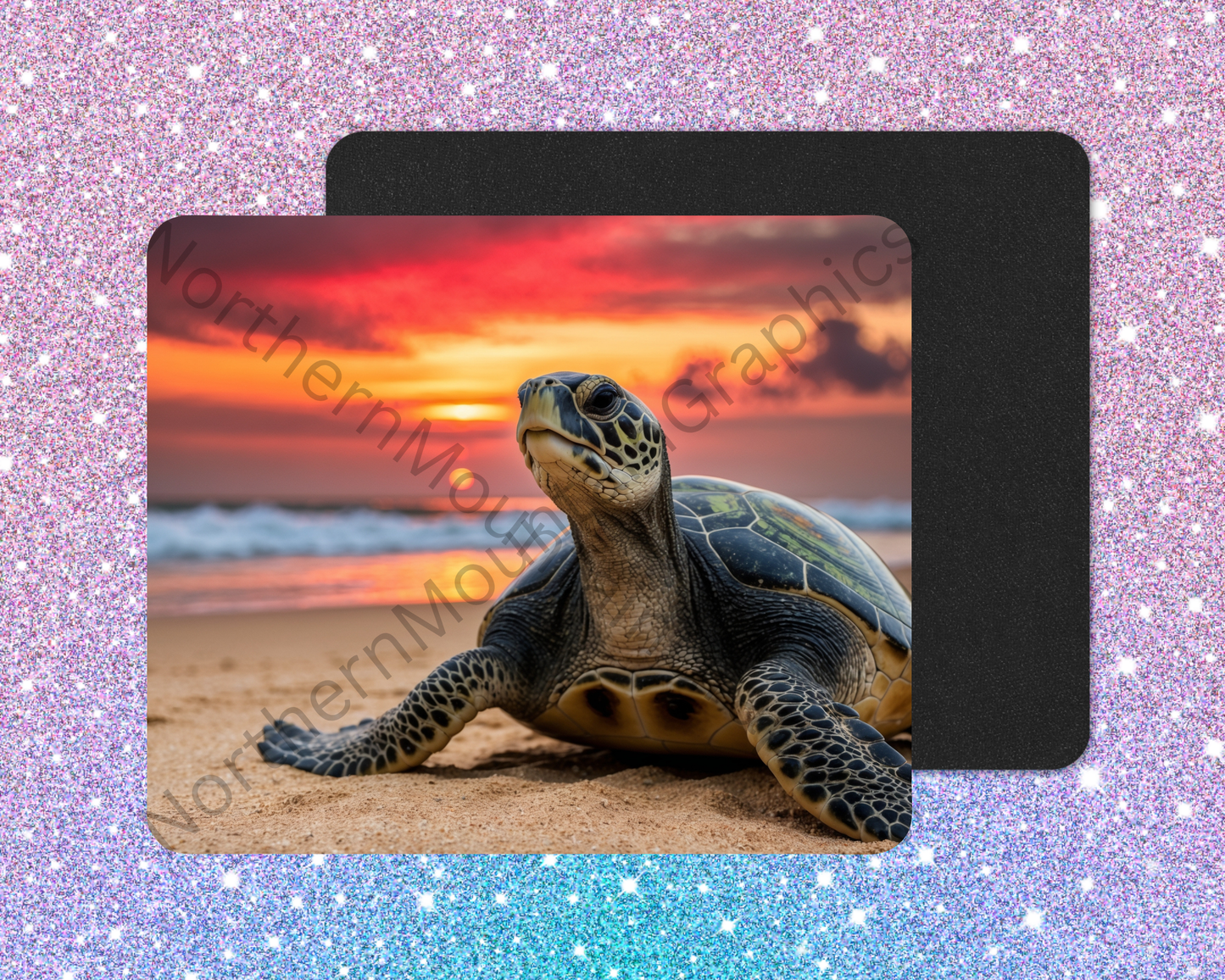 Sunset Shore Traveler Sea Turtle Mouse Pad