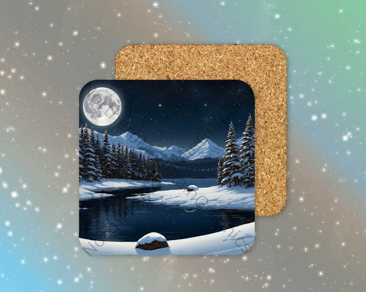 Moonlit Winter Haven Winter Square Coaster