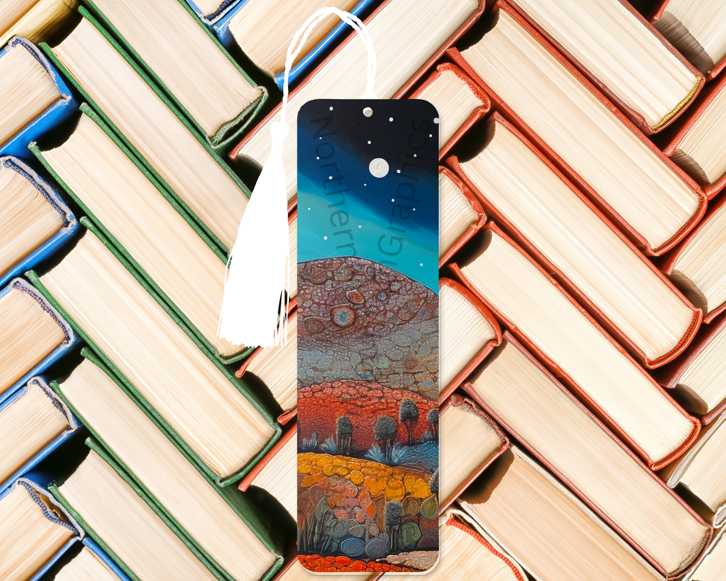 Moonlit Colorful Hills Bookmark