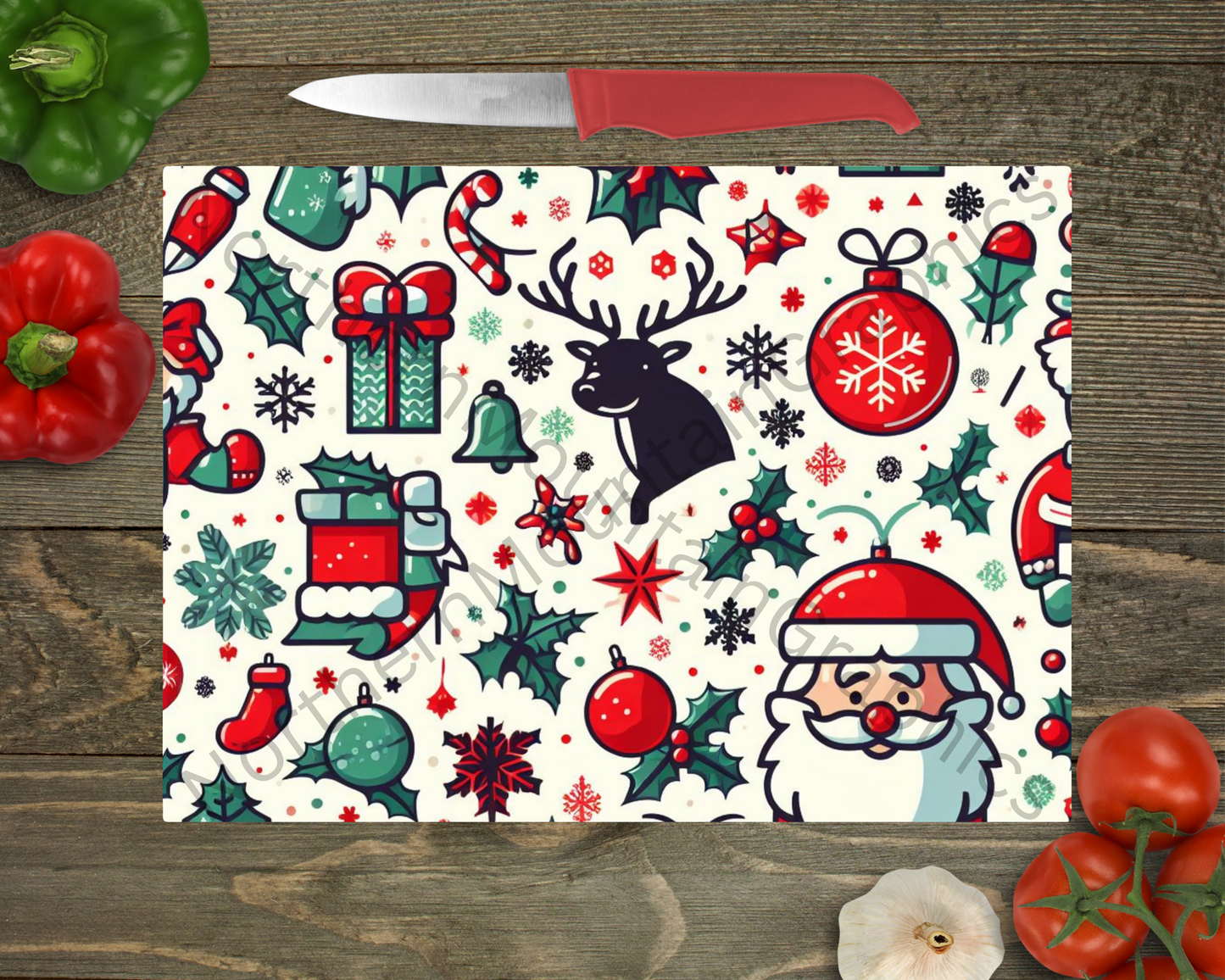 Glass Cutting Board Christmas