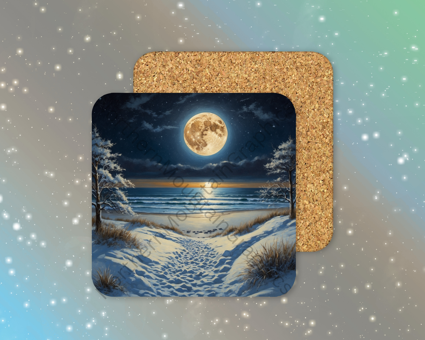 Path to the Winter Moon Winter Square Coaster