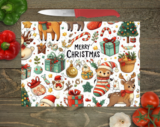 Glass Cutting Board Christmas