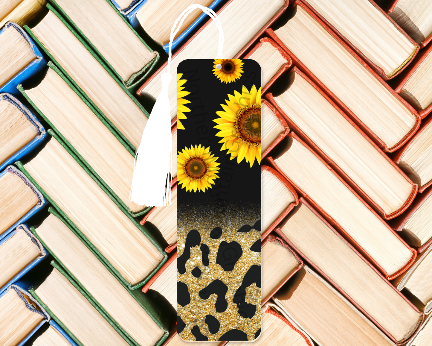 Sunflowers and Leopard Print Bookmark