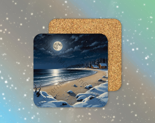 Moonlight on Winter Shores Winter Square Coaster