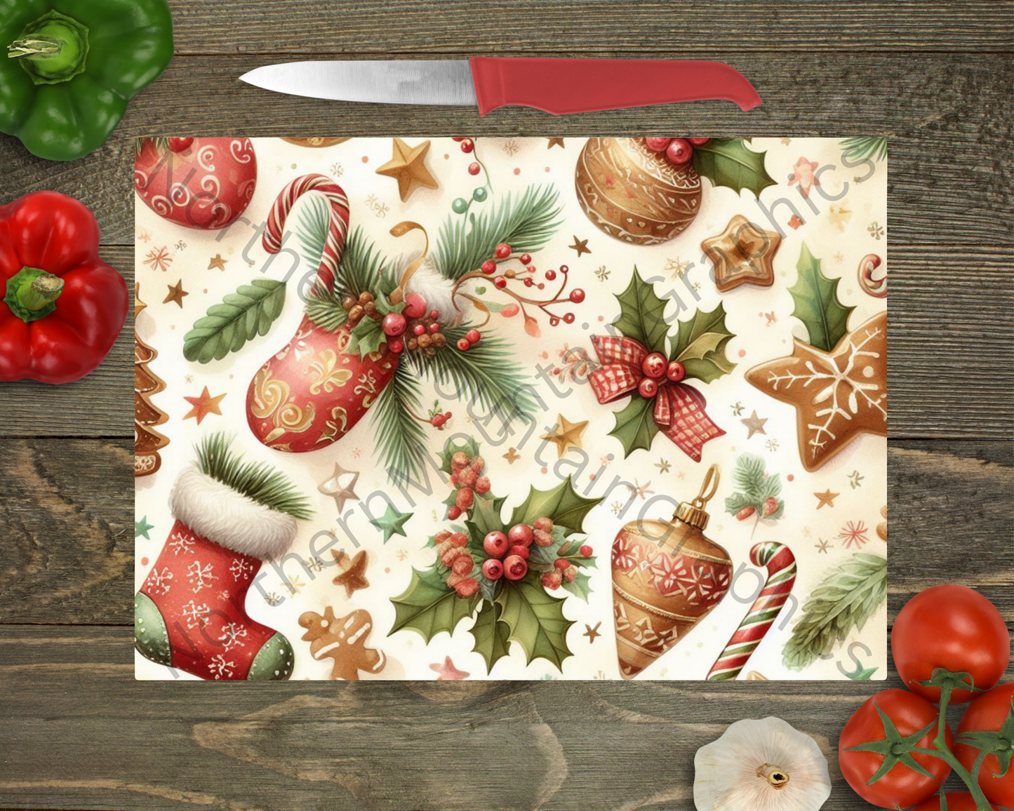Glass Cutting Board Christmas